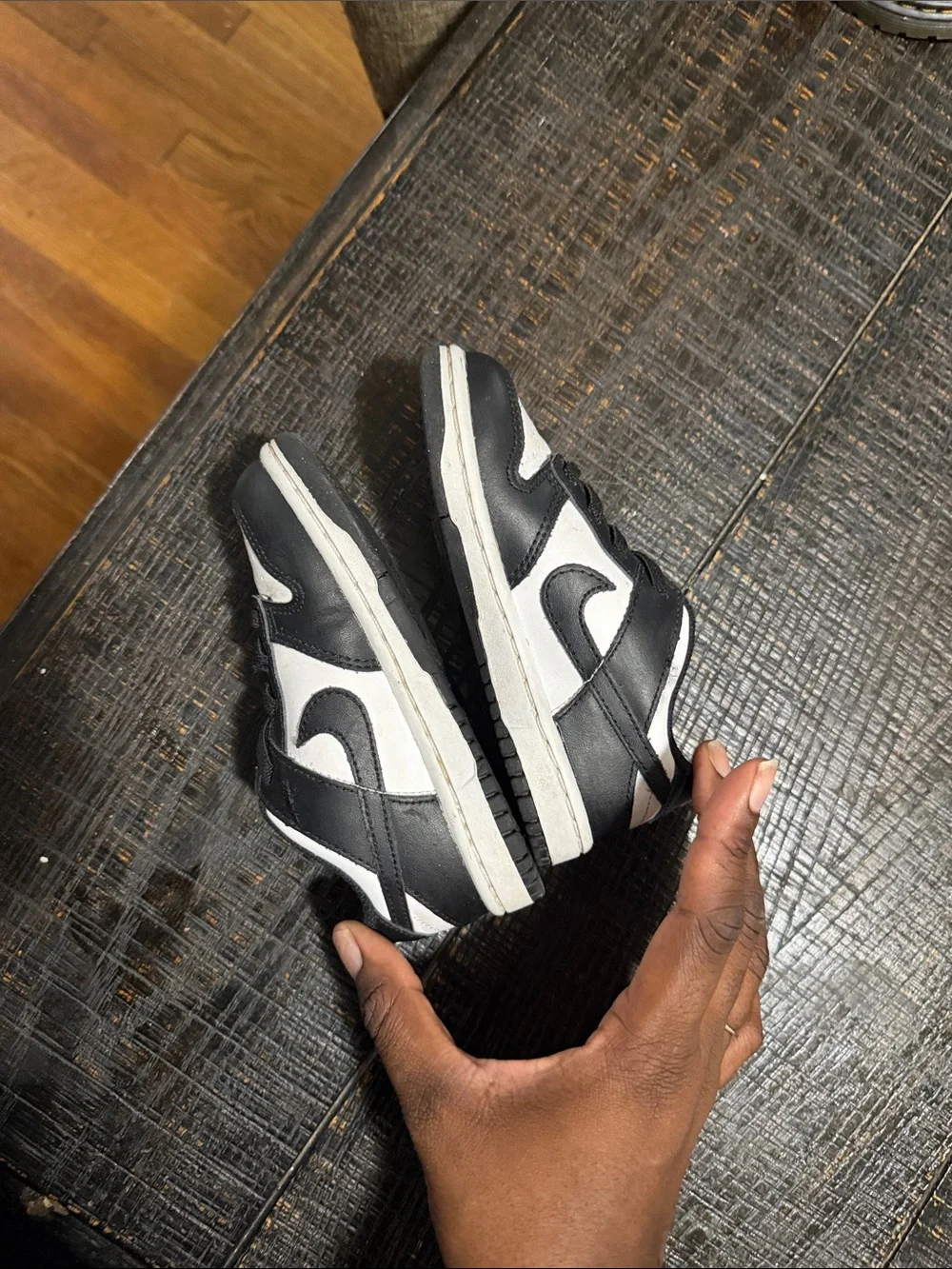 Nike Kids Black and White Low-Top Sneakers with Swoosh